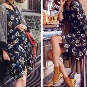 Cabi 3460 Pirouette Chiffon Blue Floral Tiered Ruffle Hem Midi Dress